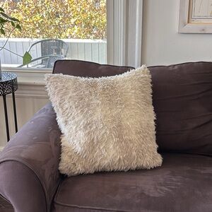 West Elm Cream Faux Fur Square Pillow